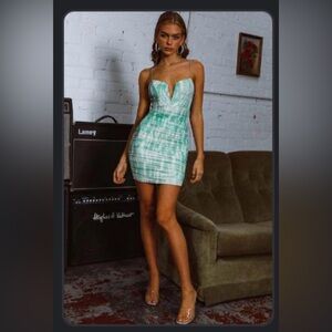 Selfie Leslie Good Vibes Cami Deep V Ruched Mini Dress